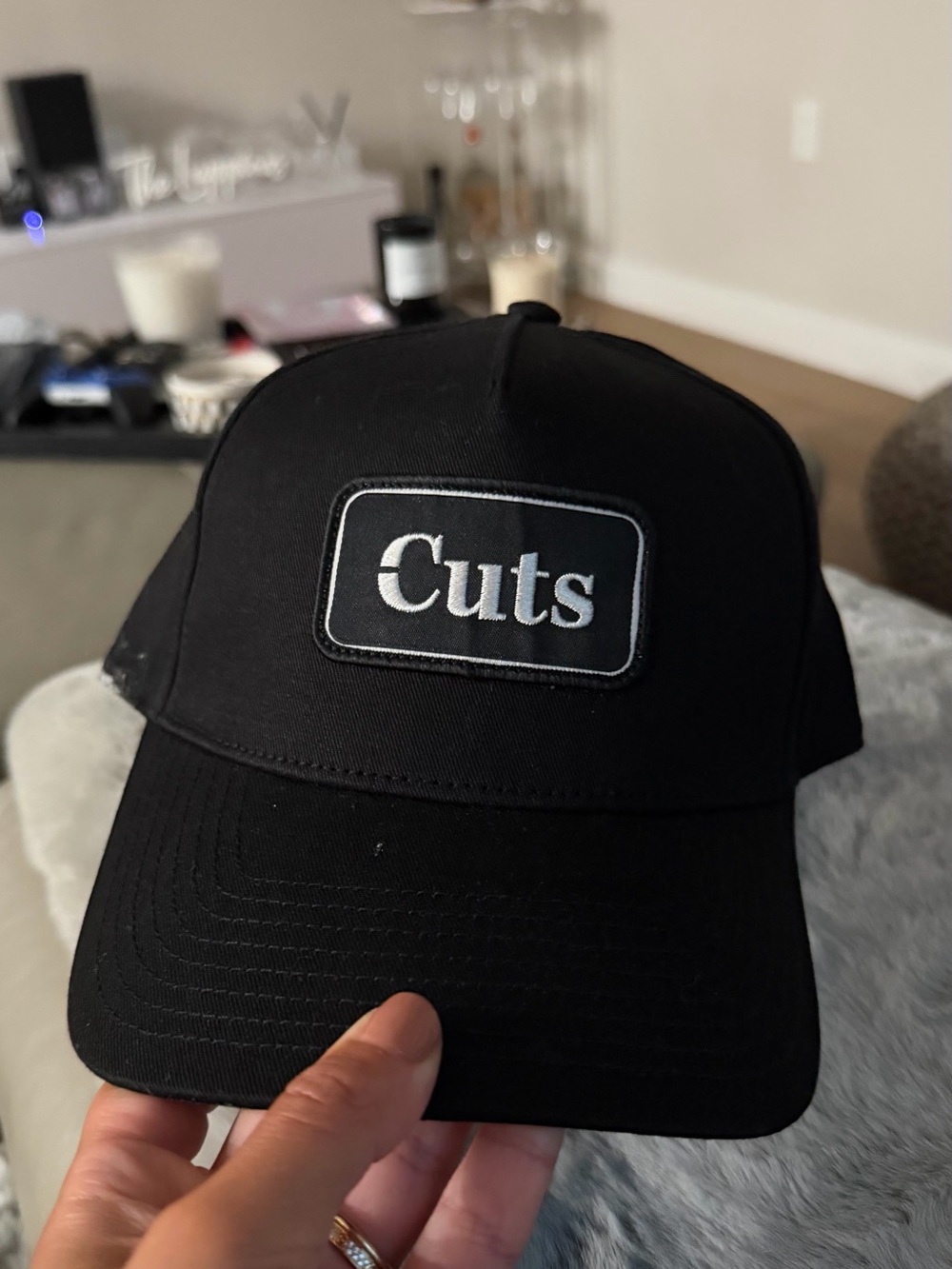 Cuts Black Baseball Cap with White Logo